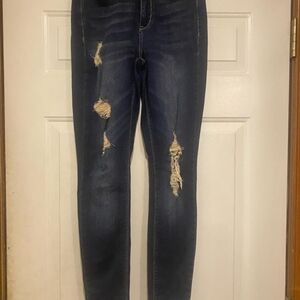 Distressed Blue Jeans